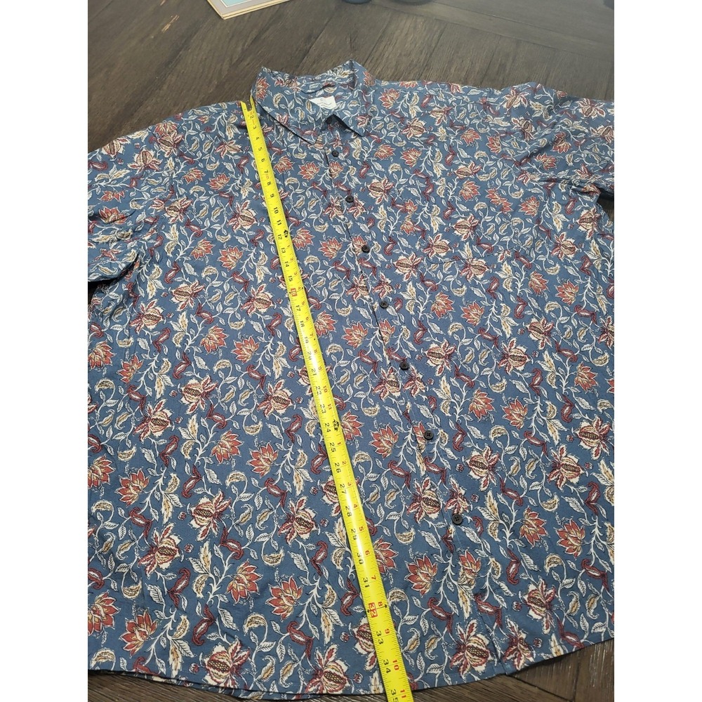 Mutual Weave Button Up Shirt Adult 3XLT Blue Floral Paisley Teardrop‎ Mens Beach
